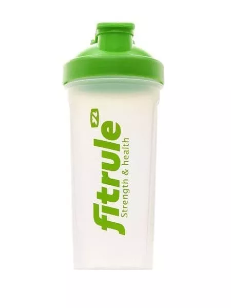 FitRule Шейкер классический с крючком (прозрачный зеленый лого+зеленая крышка)