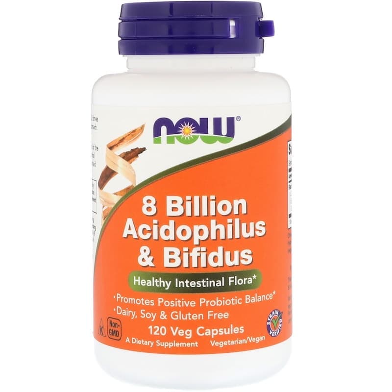 NOW 8 Billion Acidophilus/Bifidus 120 caps фото